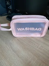 FUDEAM-bolsa de viaje de PU para mujer, neceser de PVC impermeable, transparente, portátil, para maquillaje