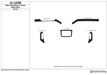

Interior trim for Mercedes Benz V Class 2003-2014. Set L2329.