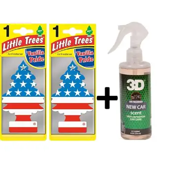 

Little Tress Air Freshener American Flag x2 + 3D New Car Scent