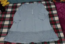 Indefinido de verano blusa de las mujeres de talla grande S-5XL mujeres Vintage tres cuartos de encaje con cuello en V botón blusa camisas de trabajo de oficina