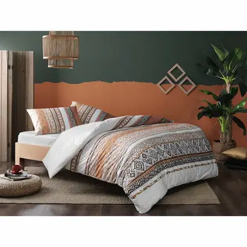 

Tac Textile Ranforce Daria Soft Feel Hypoallergenic % 100 Cotton 3 Pieces Single Duvet Cover Set with Flat Sheet Tan