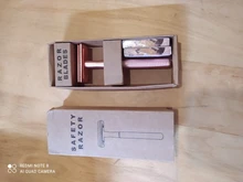 HAWARD-maquinilla de afeitar de doble filo para hombre y mujer, maquinilla de afeitar Manual clásica para la depilación, 20 hojas de afeitar, oro rosa