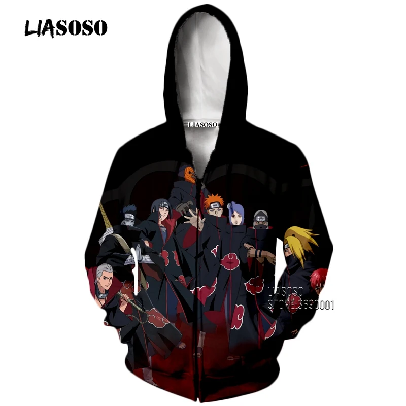 14 LIASOSO 3D принт унисекс аниме Наруто Akatsuki Учиха Итачи Дейдара боль толстовки с капюшоном Кофты на молнии X2650 - Цвет: 14