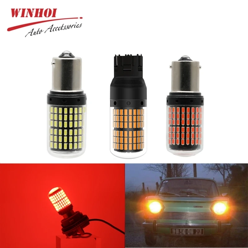 

1156 P21W/PY21W T20 WY21W Bau15s 7440 3014 144SDM Led CanBus Error Free Universal Car DRL Turn Signal Taillights Reversing Light