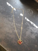 Nuevo amor corazón rojo rosa colgante, collar de mujer Color dorado para señorita gargantilla collar de joyería de moda para el Día de San Valentín regalo