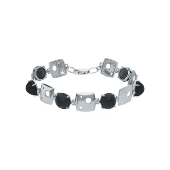 

Silver Bracelet with Onyx synthetic sunlight sample 925