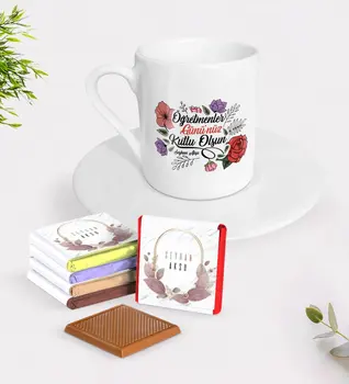 

Personalized Teachers Days Happy Turkish coffee Cup and Chocolate Gift Seti-5