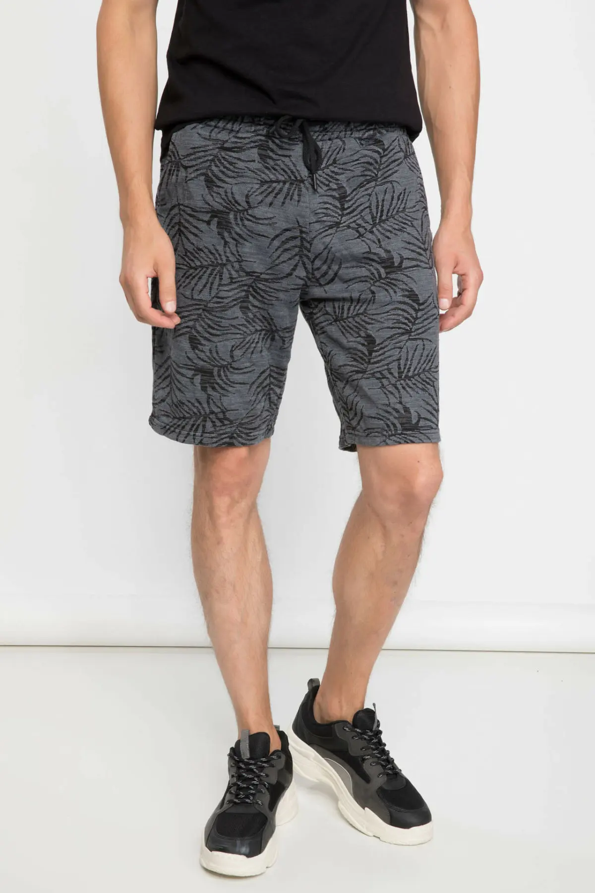 

DeFacto Man Summer Casual Shorts Men Lace-up Short Male Dark Color Prints Short Bottoms Men Loose Shorts-K1343AZ18HS