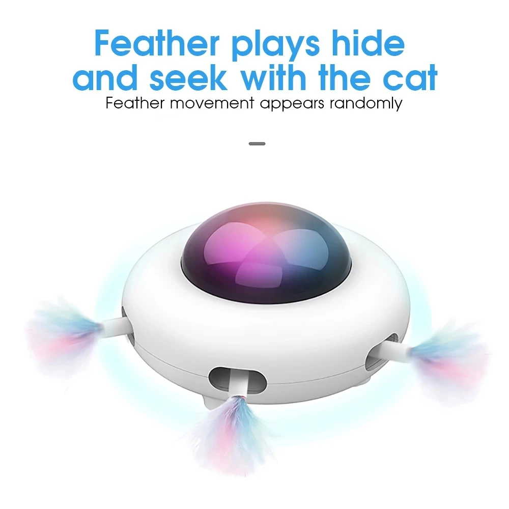 Cat Teaser Toy Electric Smart Interactive Cat Toy Creative Turntable Automatic Feather Teasing Stick USB Charging Funny Cat Toys