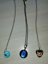 Gótico Collar personalizado collar de Gothic Ninfa nórdicos Wiccan de cristal de Murano cabujón oscuro collar con colgante de vidrio Collares joyería de los niños