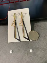Pendientes con Clip geométrico triangular para mujer, joyería con personalidad coreana, sin Piercing, aretes largos de borla para mujer