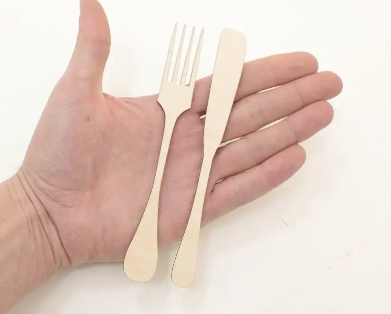 

Wooden Knife and Fork Cutout (15cm) Kitchen tools Wood Blanks Unpainted Art Projects Craft Gift Decoupage Ornament