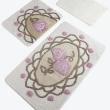 Коврик для ванной-коврики | коврик для ванной нескользящие Противоскользящие коврики кружева бежевый 3л набор 60X100 cm-50X60 Cm-40X60 см