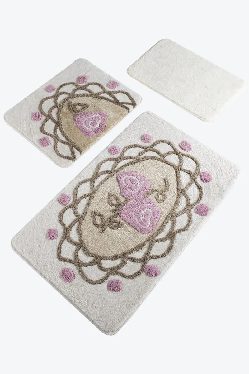 

Bath Mat-mats | Mat Bath Mats Non Slip Anti Mould Mats Lace Beige 3L Set 60X100 cm-50X60 Cm-40X60 Cm