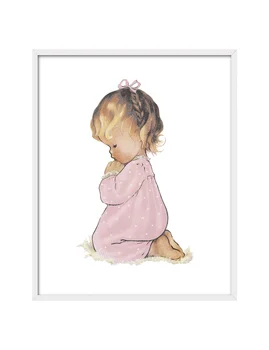 

Cuadriman | Box Girl Praying Small-Finish Smooth Canvas Roses-23x30 cm
