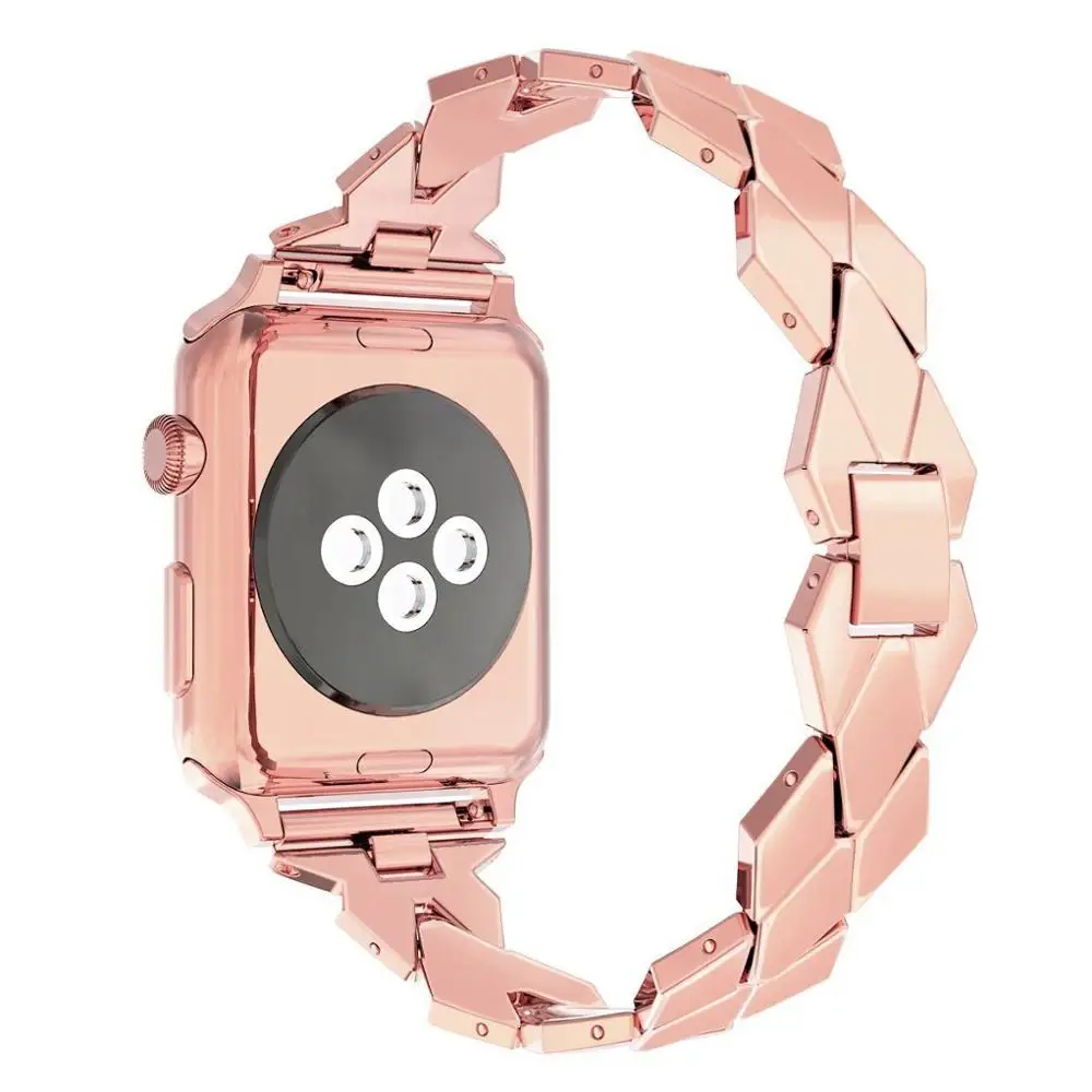 Ремешок из нержавеющей стали для Apple Watch 38 мм 42 мм iWatch 4 полосы 44 мм 40 мм Ромбический металлический ремень браслет Apple watch 5 4 3 2 1