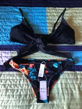 Women Swimsuit Bikini-Sets CUPSHE Two-Pieces Floral Sexy Beach Red Lace-Up Low-Waist