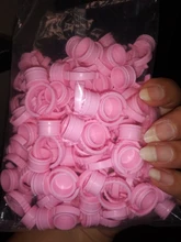 100 unids/lote tapas desechables Microblading Rosa anillo tatuaje taza para tinta de tatuaje aguja suministros accesorios maquillaje tatuaje herramientas