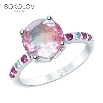 

SOKOLOV ring made of silver and glass-ceramics with fianitami, fashion jewelry, 925, women's male