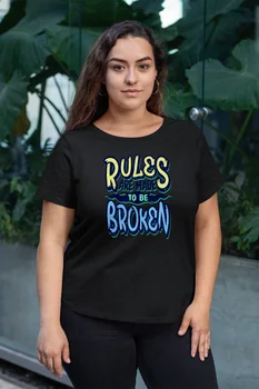 

Angemiel Wear Rules Are Made To Be Broken Black Women Cotton Large Size T-Shirt