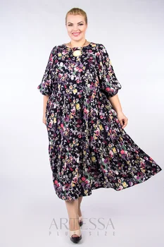 

Dress artessa plus size, well-tailoring, three quarter sleeve, midi length.