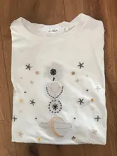 Women's T-Shirts Short-Sleeve Embroidery Black Top White Fashion-Star Korean Casual O-Neck