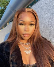 Color marrón pelucas de cabello humano peluca con malla frontal Color #4 brasileño recto cabello humano malla con división peluca Pre arrancado con el pelo del bebé 180