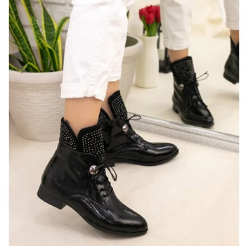 

Perla Black Leather Women Boots, Chealsea Style 2021 Fashion High Quality Beaded Elegant Design Spring Autumn Winter, daily Casual