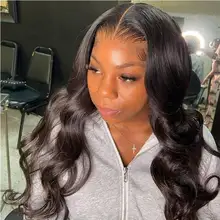 UNice-Peluca de pelo largo ondulado, 4x4 pulgadas, cierre de densidad, 180% y 150% Natural, con línea de pelo Natural prearrancado
