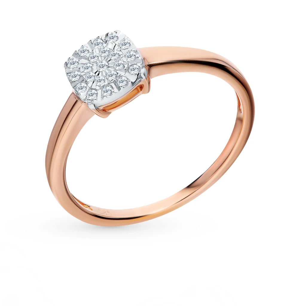 Gold ring with diamonds SUNLIGHT test 585