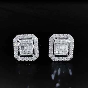 

0.50 Ct. HRD Cert. SI1-2 Color F-G Genuine Diamond Baguette 14K WG Earrings-DFA0003-2