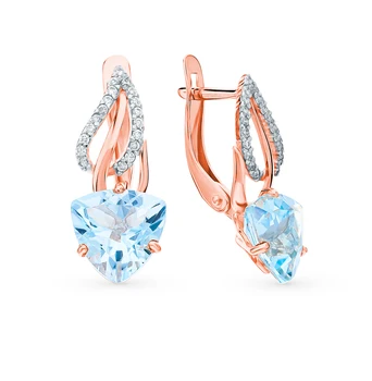 

Gold earrings with Topaz and cubic zirconia sunlight sample 585