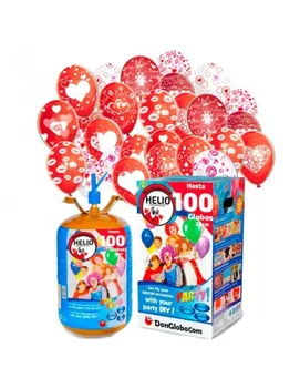 

100 Balloons Valentines Latex with Helium Cylinder