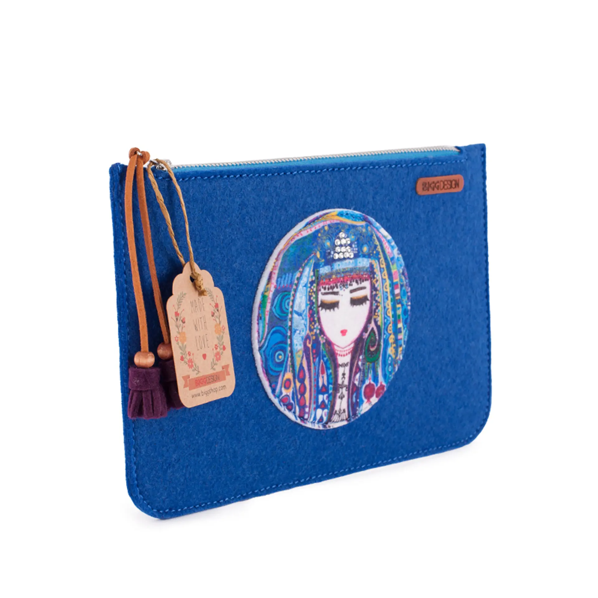 BiggDesign "Blue Water" Zippered Felt Bag