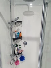 Mosodo-estante organizador de baño, estante de ducha negro, estantes de pared de aluminio, soporte de champú para inodoro, sin Taladro