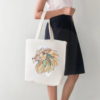 

Angemiel Bag Orange Tone Lion Vectör Drawing Tote Shopping Beach Bag