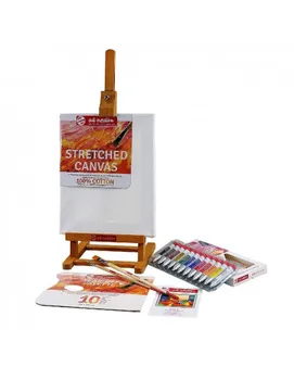 

SET OF 12 ACRYLIC WITH EASEL BRUSHES AND BOARD TALENS ART CREATION IDEAL FOR BEGINNERS