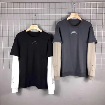 

Hip-hop A COLD WALL* Splicing Black White Long Sleeves Men Women O-neck Cotton A COLD WALL T-shirt High Street ACW Tops Back Tag