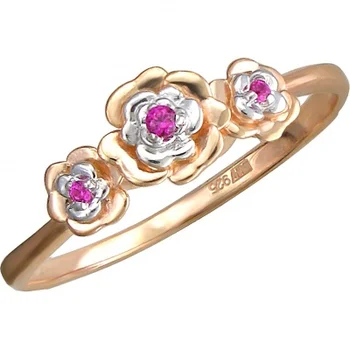 

Esthete ring with 3 corundum silver with gilding