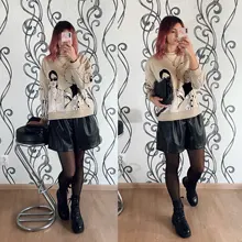 2020 Winter New Women Orange Color PU Bermuda Shorts Faux Leather Belted Shorts