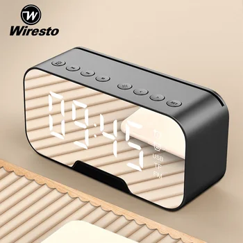 

Wiresto Wireless Bluetooth Speaker LED Alarm Clock Portable Super Bass Stereo Speakers Hands-free Calling Mirror Screen Support