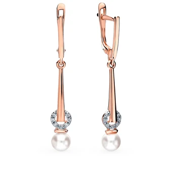 

Gold earrings with cubic zirconia and pearls sunlight sample 585
