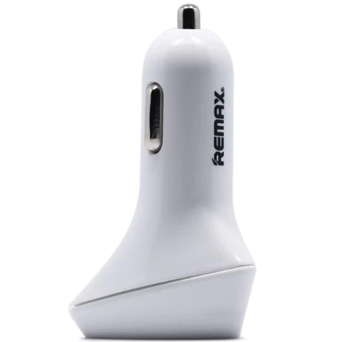 Автомобильный адаптер питания Remax Aliens LED RCC208 White зарядка 3.4А 2 USB-порта плюс дисплей, белый