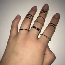 KISSWIFE-Juego de 8 anillos de color dorado para mujer, diseño redondo simple, hecho a mano, anillo geométrico, regalos de joyería para mujer