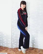 Cutenew-chándal de ante con letras estampadas para mujer, traje de 2 piezas, sudadera + pantalones de chándal rectos, conjunto a juego, ropa de calle deportiva para Fitness