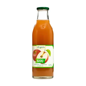 

Juice Organic Apple direct Press. Vitamins and minerals. No sugar, no GMO. 750 ml (glass)