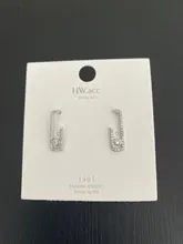 Pendientes de tuerca geométricos de estilo coreano para mujer, aretes de circonita cúbica Micro pavimentada de Color oro blanco