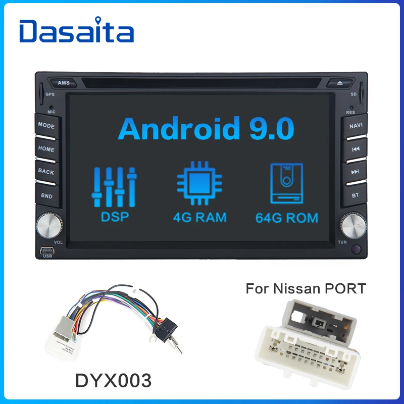 Nissan Cable Dasaita Android 9,0 универсальная 2 Din радио 6," сенсорный экран Автомобильная стерео мультимедийная система gps навигация DSP - Цвет: Nissan Cable