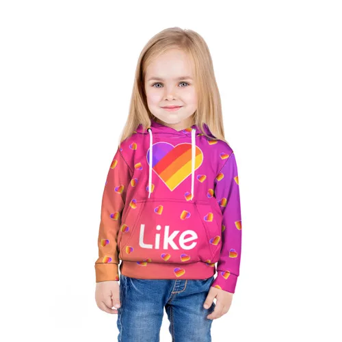 Baby sweatshirt 3D Likee Video 1, comfortable sweatshirt Лайк, bright colors, for children, for boys and girls, with a hood