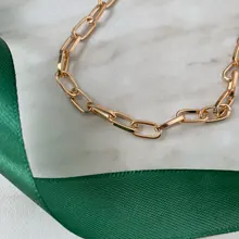 Cadena de eslabones retro para mujer, collar de exageración, gargantilla de oro fashi